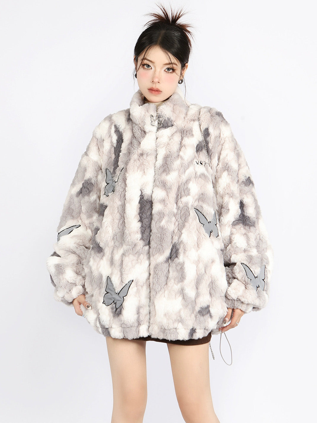 Margot | Παλτό από Μαλλί Lambswool με Σχέδιο Tie Dye και Πεταλούδες (Tie Dye Butterfly Lambswool Coat)
