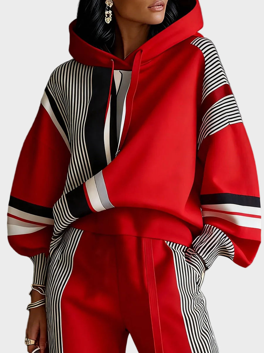 Cirilla | Μοντέρνο Φούτερ με Κουκούλα και Αφηρημένο Γεωμετρικό Καλλιτεχνικό Σχέδιο