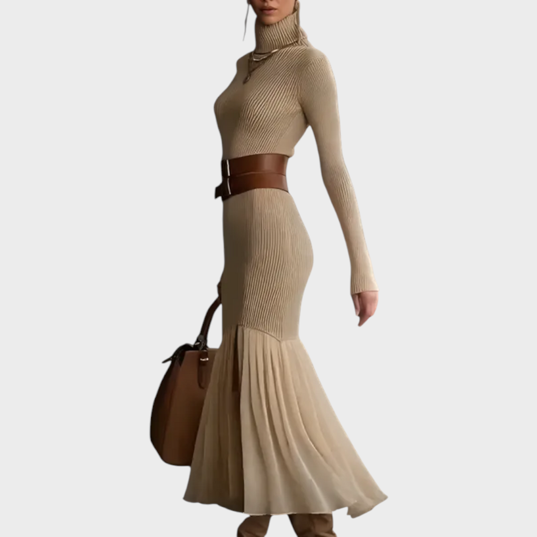 Florentina | Κομψό Πλεκτό Φόρεμα με Ζιβάγκο