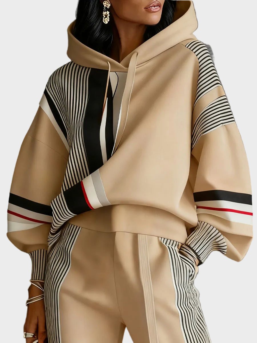 Cirilla | Μοντέρνο Φούτερ με Κουκούλα και Αφηρημένο Γεωμετρικό Καλλιτεχνικό Σχέδιο