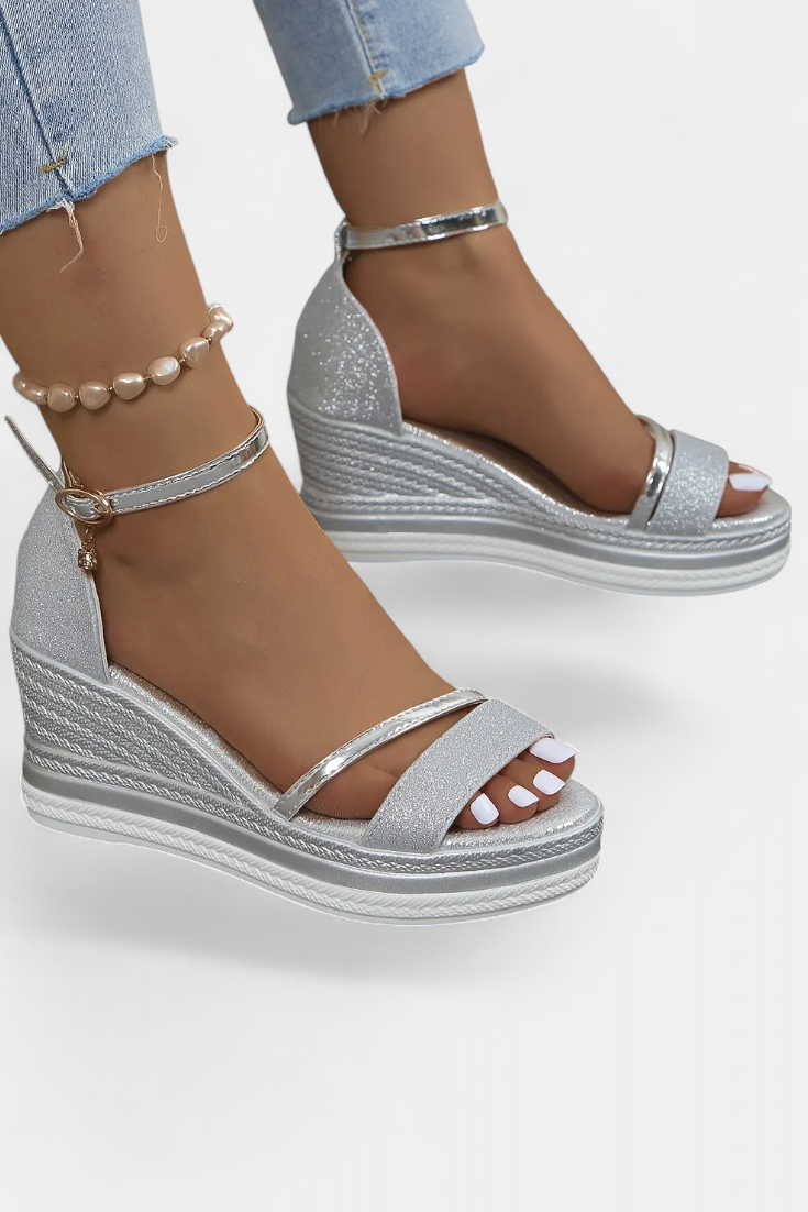 Corinne Orthopedic Wedge Platform Σανδάλια με γυαλιστερό φινίρισμα