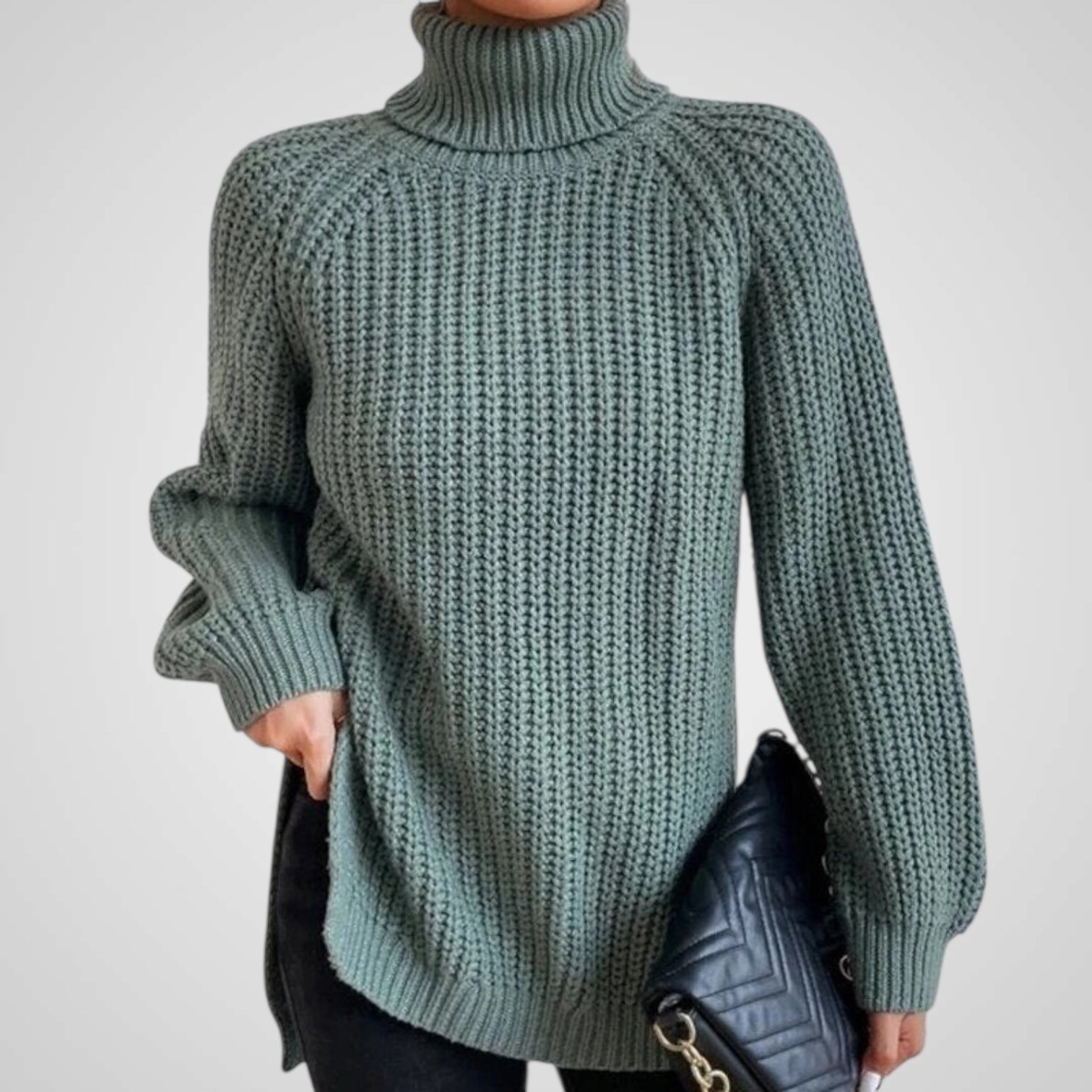 Γυναικεία Ζιβάγκο Ριπ Knit Σχίσιμο Πουλόβερ