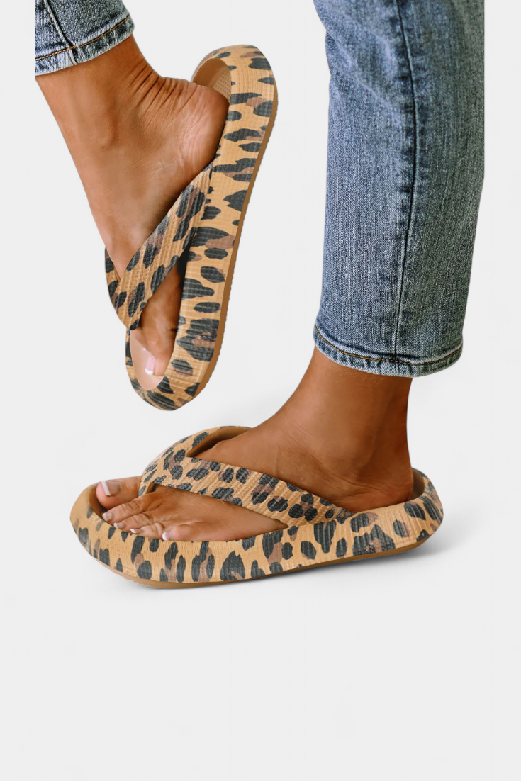 Lola Leopard Print Σαγιονάρες με χοντρή σόλα