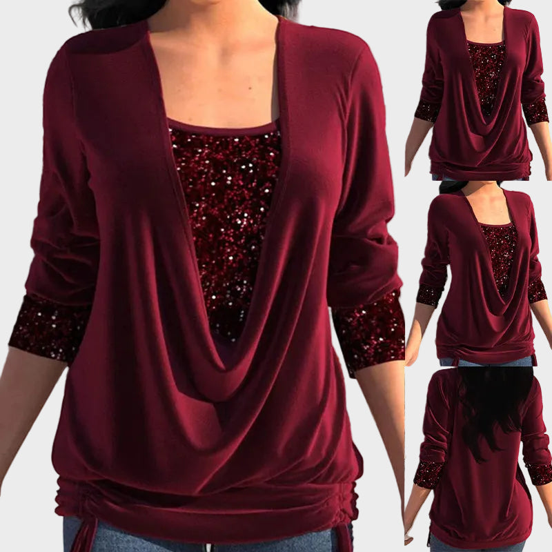 Sequin | Φαρδύ Τοπ με Σούρες και Εφέ Δύο Κομματιών