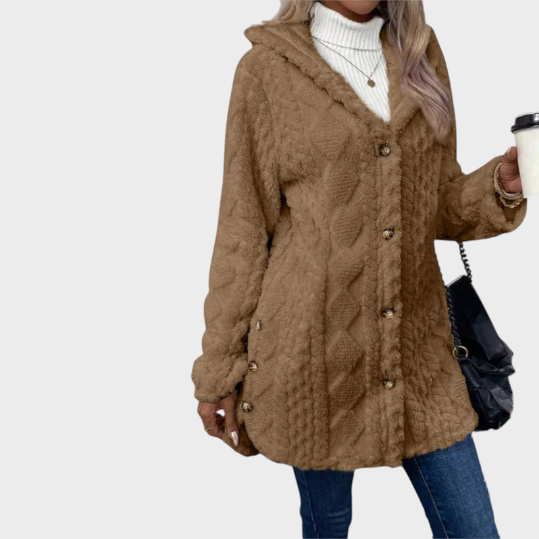 Elzie | Γυναικείο Ζεστό Τζάκετ με Κουκούλα σε Ζακάρ