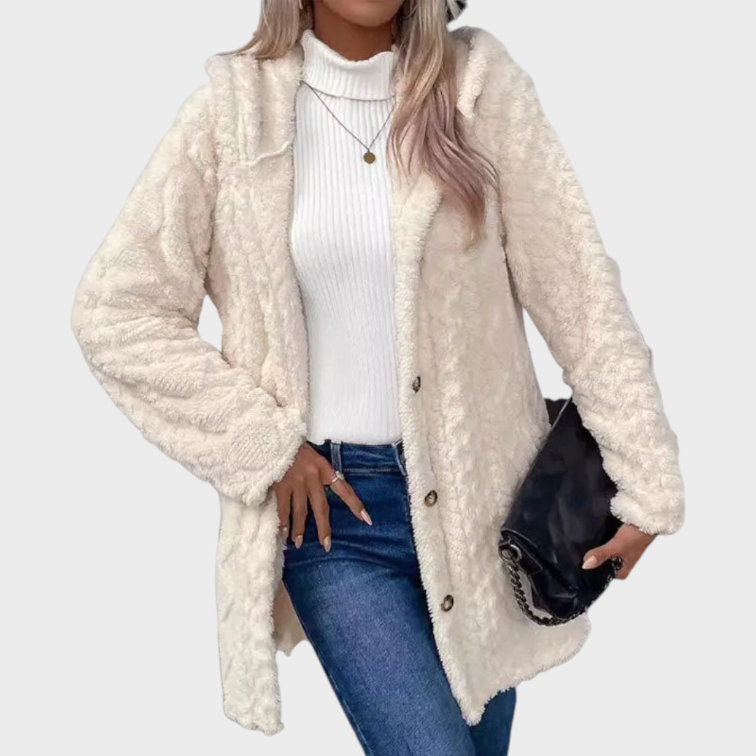 Elzie | Γυναικείο Ζεστό Τζάκετ με Κουκούλα σε Ζακάρ