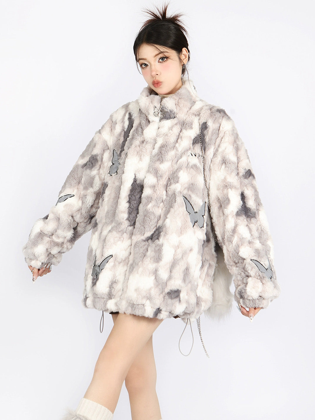 Margot | Παλτό από Μαλλί Lambswool με Σχέδιο Tie Dye και Πεταλούδες (Tie Dye Butterfly Lambswool Coat)
