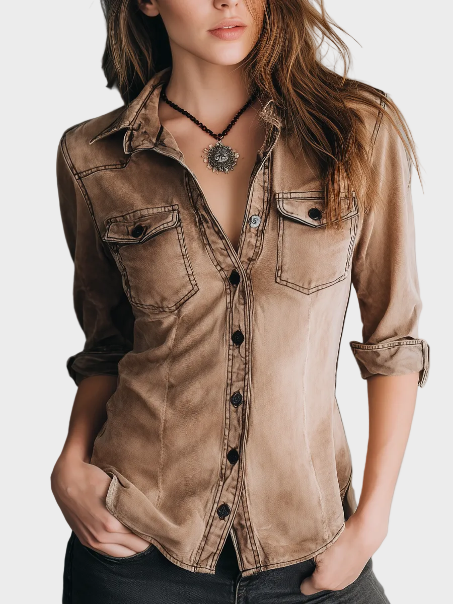 Ace | Ρετρό Πλυμένη Μπλούζα με Αντίθετες Ραφές