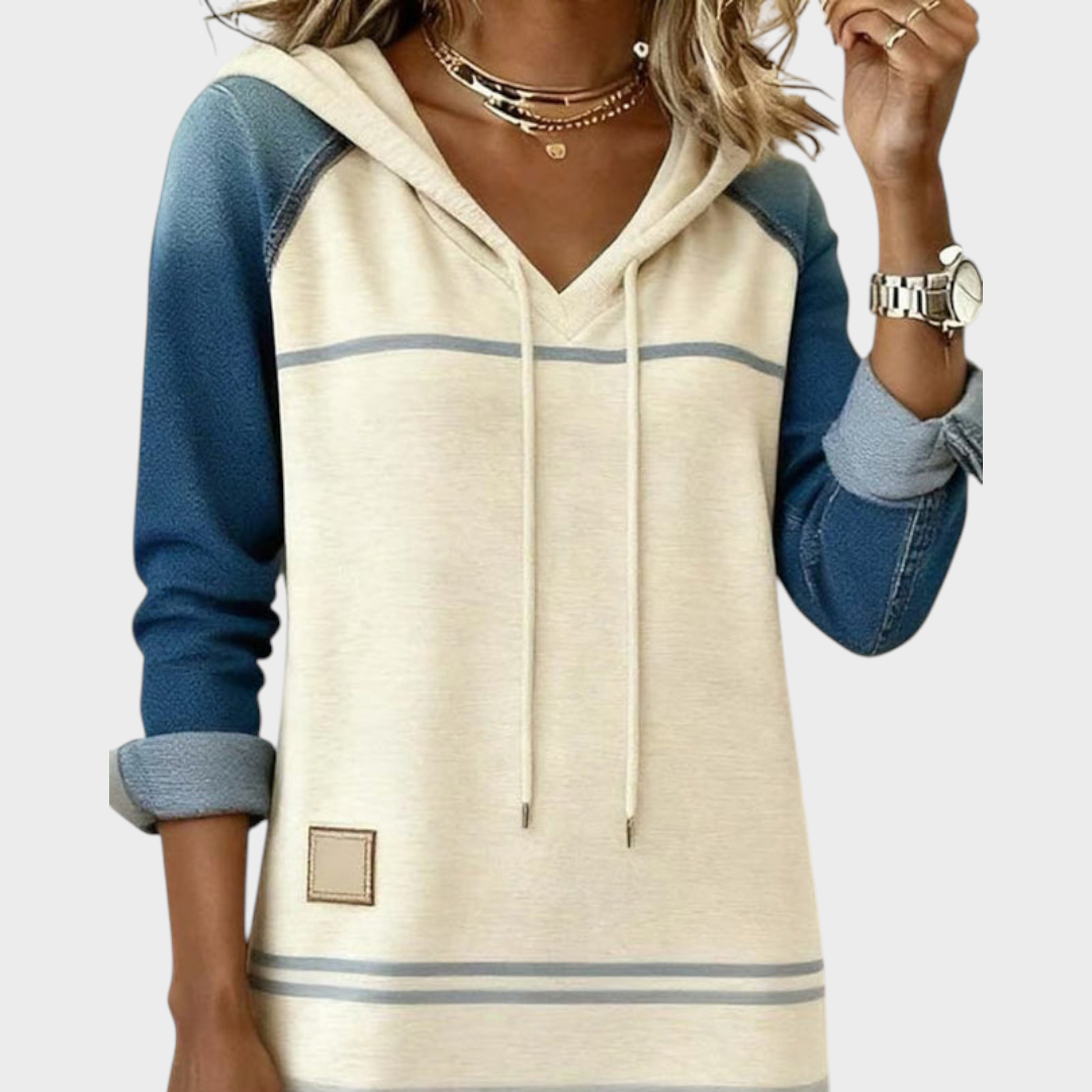 Nayeli | Ριγέ Φόρεμα με Κουκούλα και Μείξη Χρωμάτων