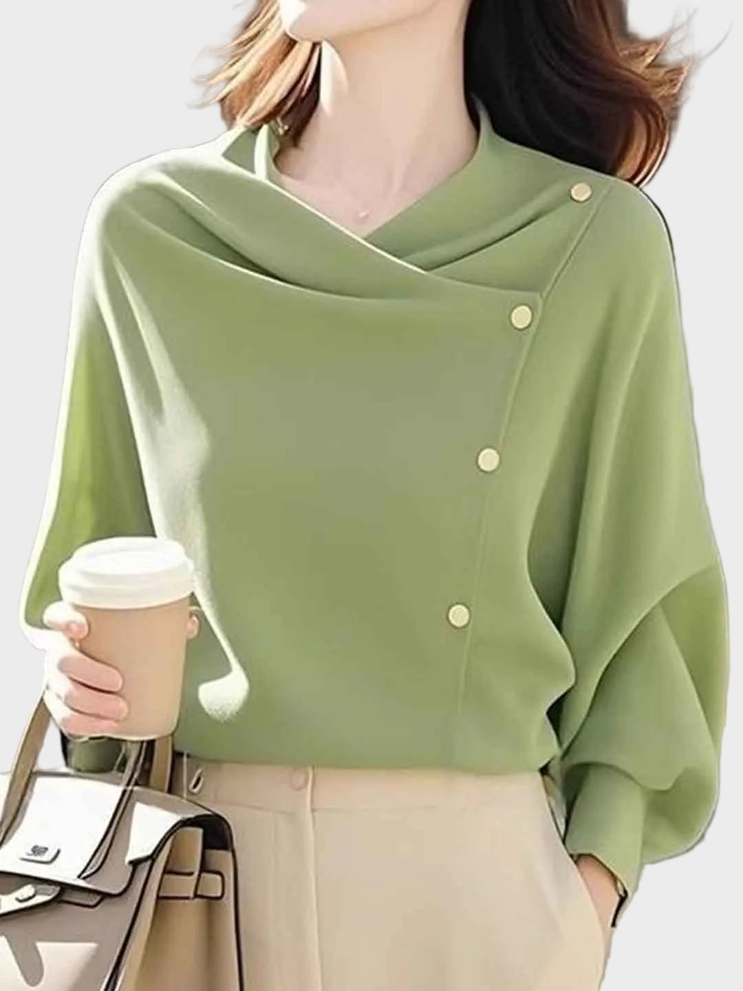 Brianna Φαρδύ Πλεκτό Τοπ σε Μονόχρωμο Σχέδιο (Loose Swing)