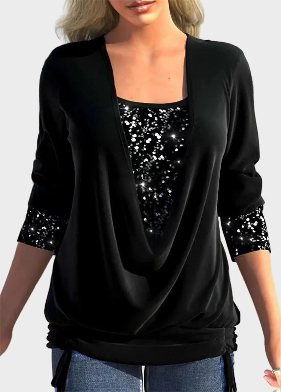 Sequin | Φαρδύ Τοπ με Σούρες και Εφέ Δύο Κομματιών