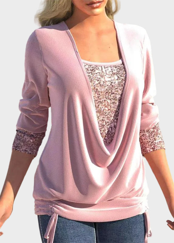 Sequin | Φαρδύ Τοπ με Σούρες και Εφέ Δύο Κομματιών