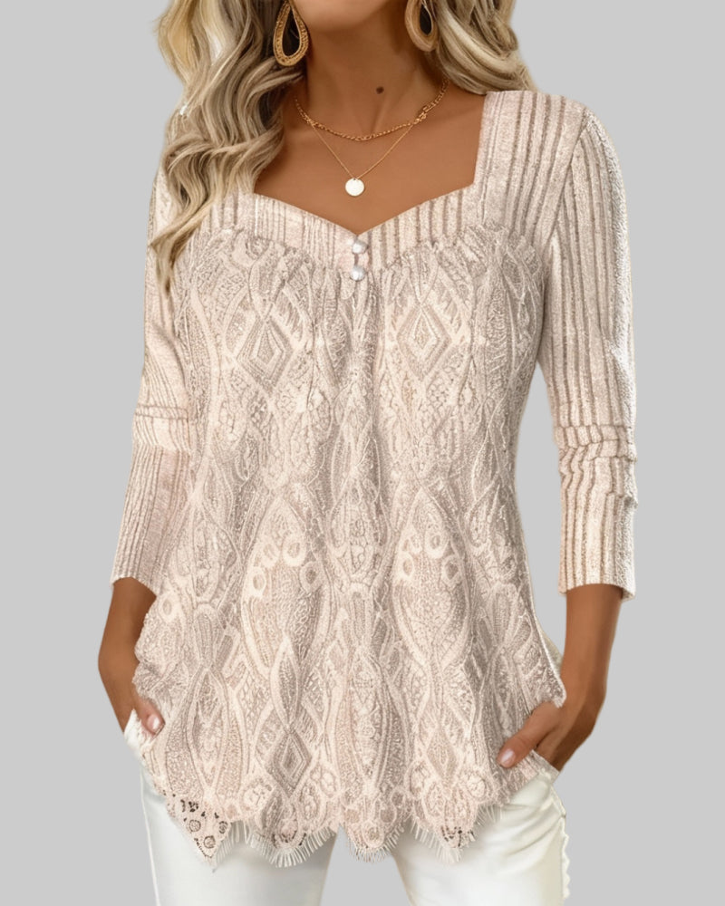 τοπ με τετράγωνη λαιμόκοψη και δαντέλα στη μασχάλη