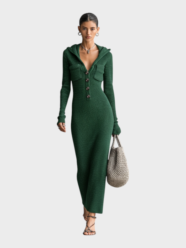 Akesha | Γυναικείο Μακρύ Φόρεμα Με Κουκούλα Slim-fit MDA1451H6Y