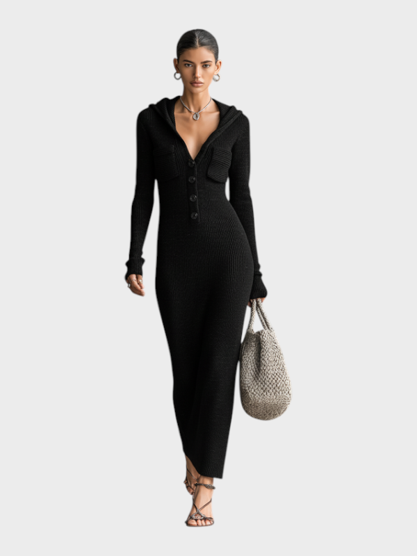 Akesha | Γυναικείο Μακρύ Φόρεμα Με Κουκούλα Slim-fit MDA1451H6Y