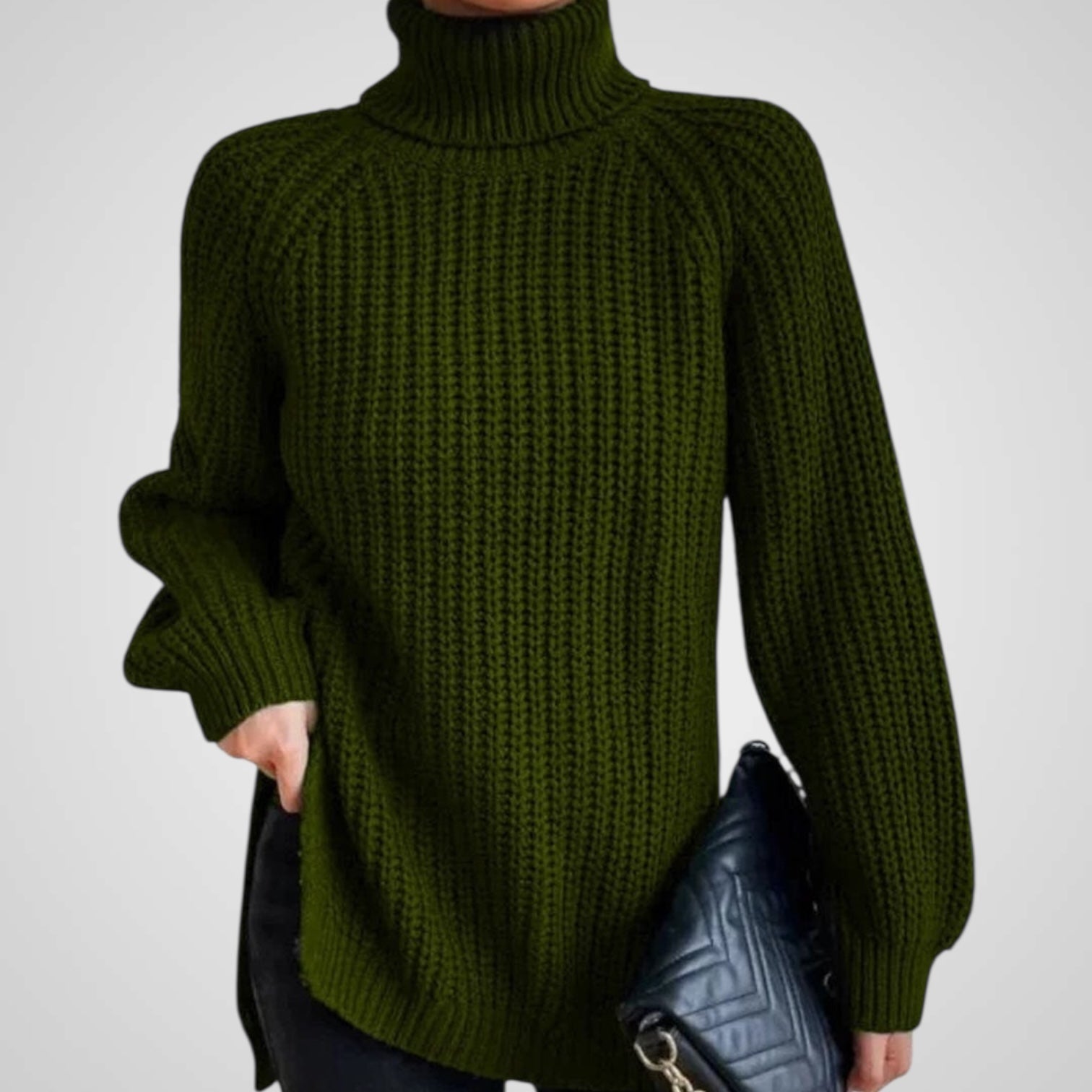 Γυναικείο Πλεκτό Ριπ Πουλόβερ Ζιβάγκο με Σχίσιμο