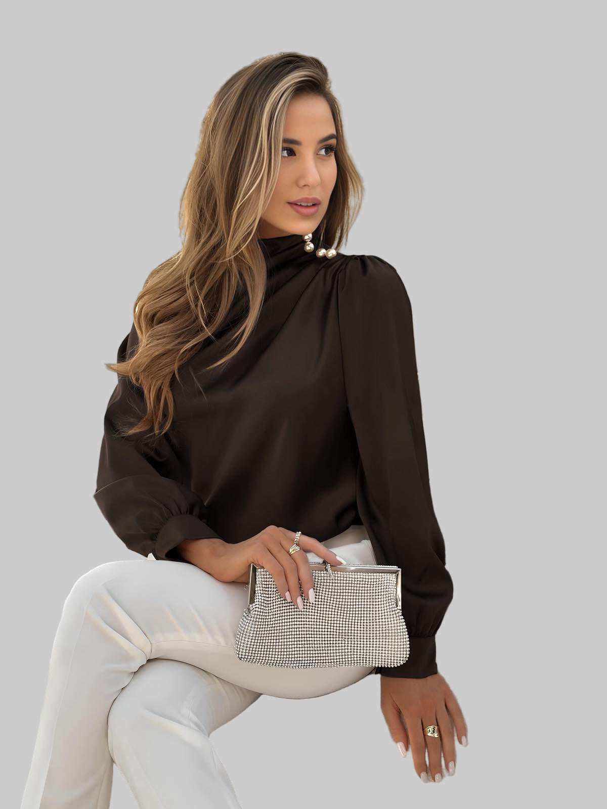 Μπλούζα Σατέν Με Πέρλες