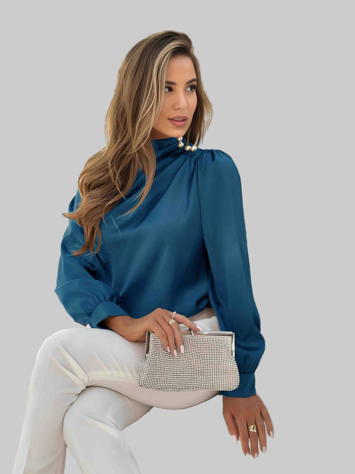 Μπλούζα Σατέν Με Πέρλες