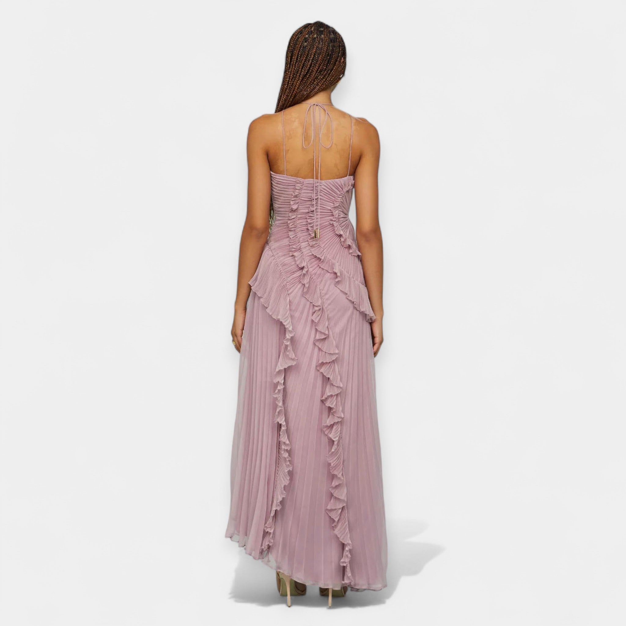 Λιλά Μίντι Φόρεμα με Μπολάν