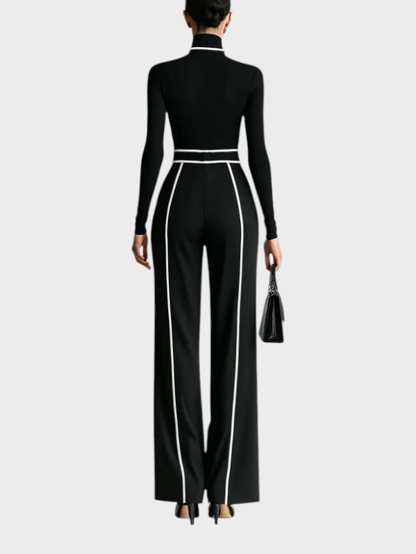 Karyssa | Πουλόβερ με Λαιμόκοψη και Παντελόνι με Φαρδιά Πόδια και Ζώνη