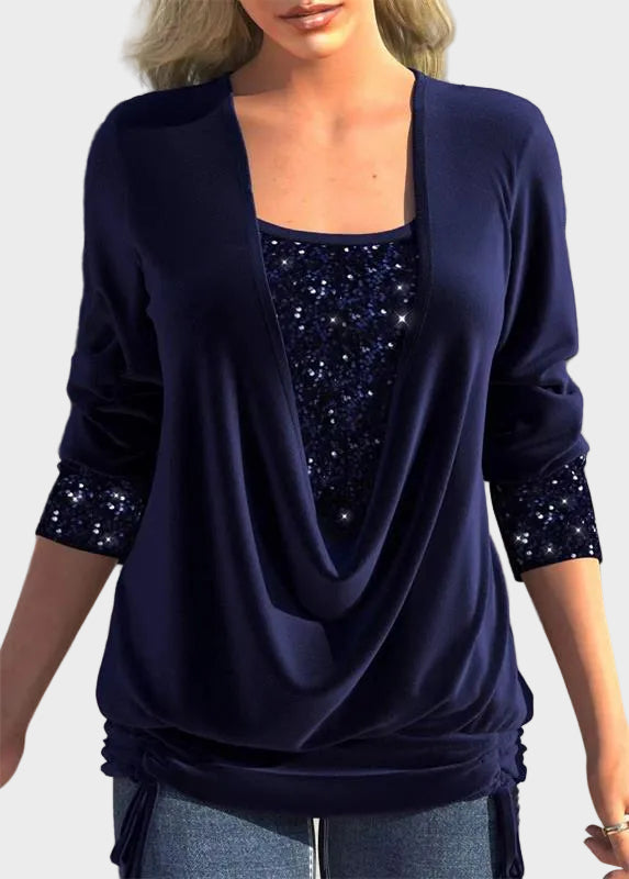 Sequin | Φαρδύ Τοπ με Σούρες και Εφέ Δύο Κομματιών