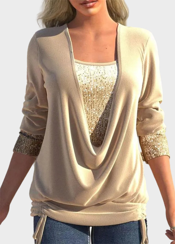 Sequin | Φαρδύ Τοπ με Σούρες και Εφέ Δύο Κομματιών