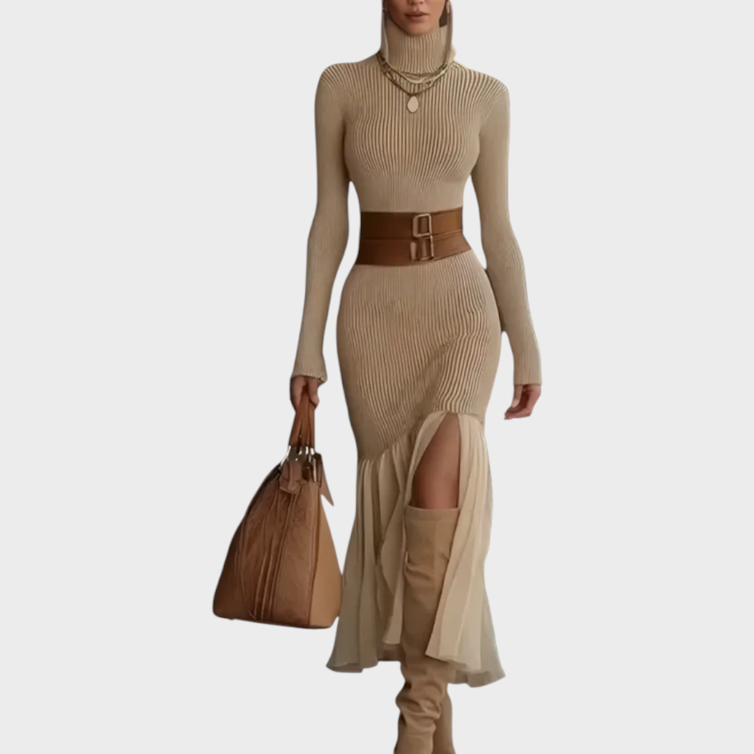 Florentina | Κομψό Πλεκτό Φόρεμα με Ζιβάγκο