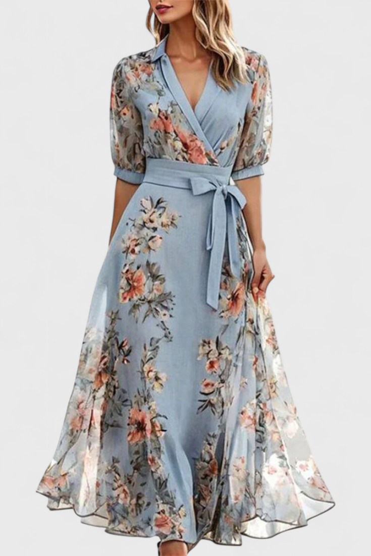 Arlet Φόρεμα Floral Midi με Λαιμόκοψη V