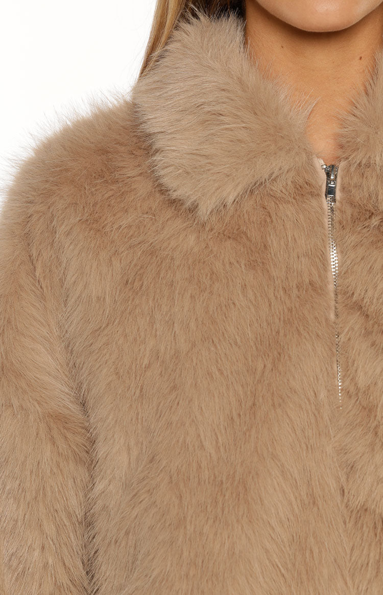 Nero Light Brown Faux Fur Jacket