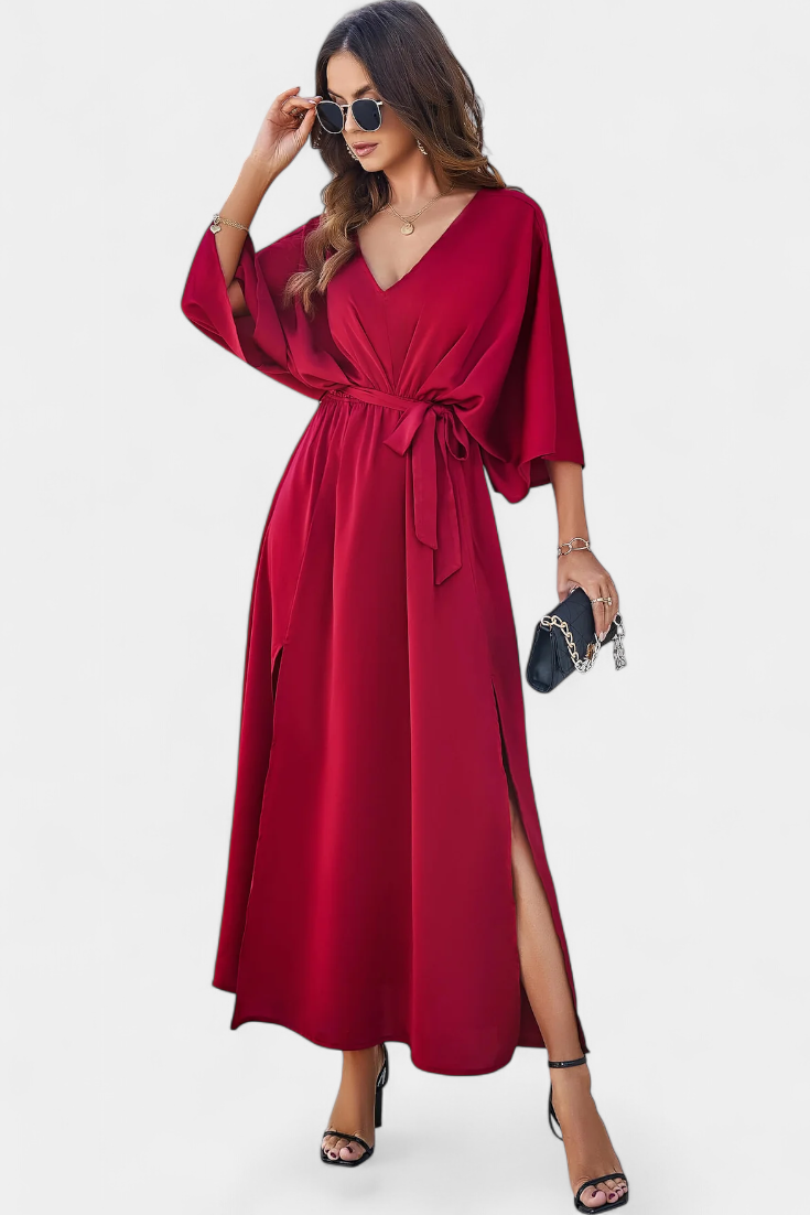 Milly Elegant φόρεμα με φιόγκο και άνοιγμα