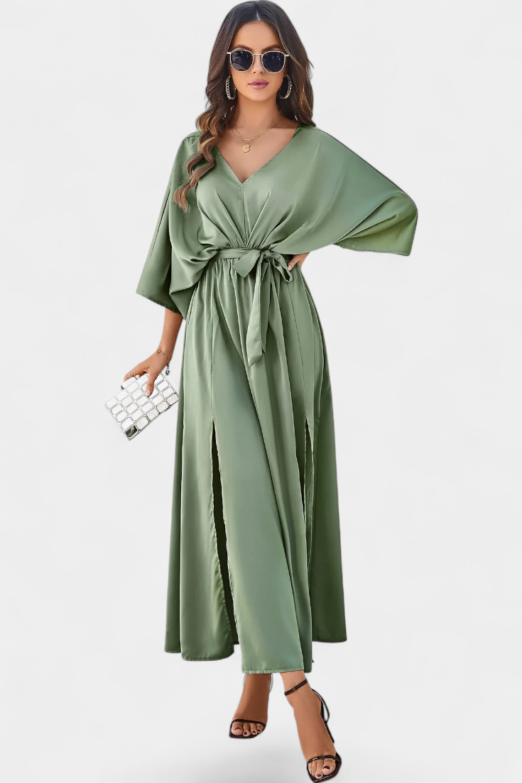 Milly Elegant φόρεμα με φιόγκο και άνοιγμα