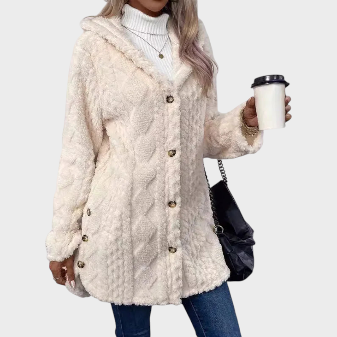 Elzie | Γυναικείο Ζεστό Τζάκετ με Κουκούλα σε Ζακάρ