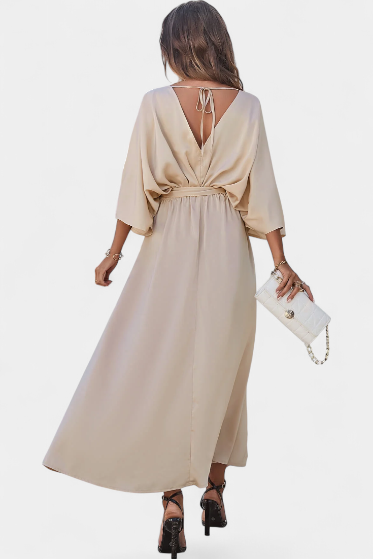 Milly Elegant φόρεμα με φιόγκο και άνοιγμα